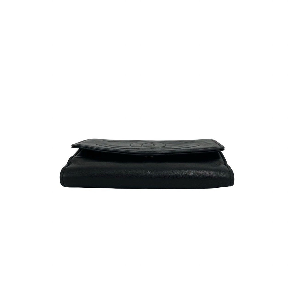 Chanel Card Seal Edition Vintage CC Logo Lambskin Leather Bifold Wallet Black — view 6