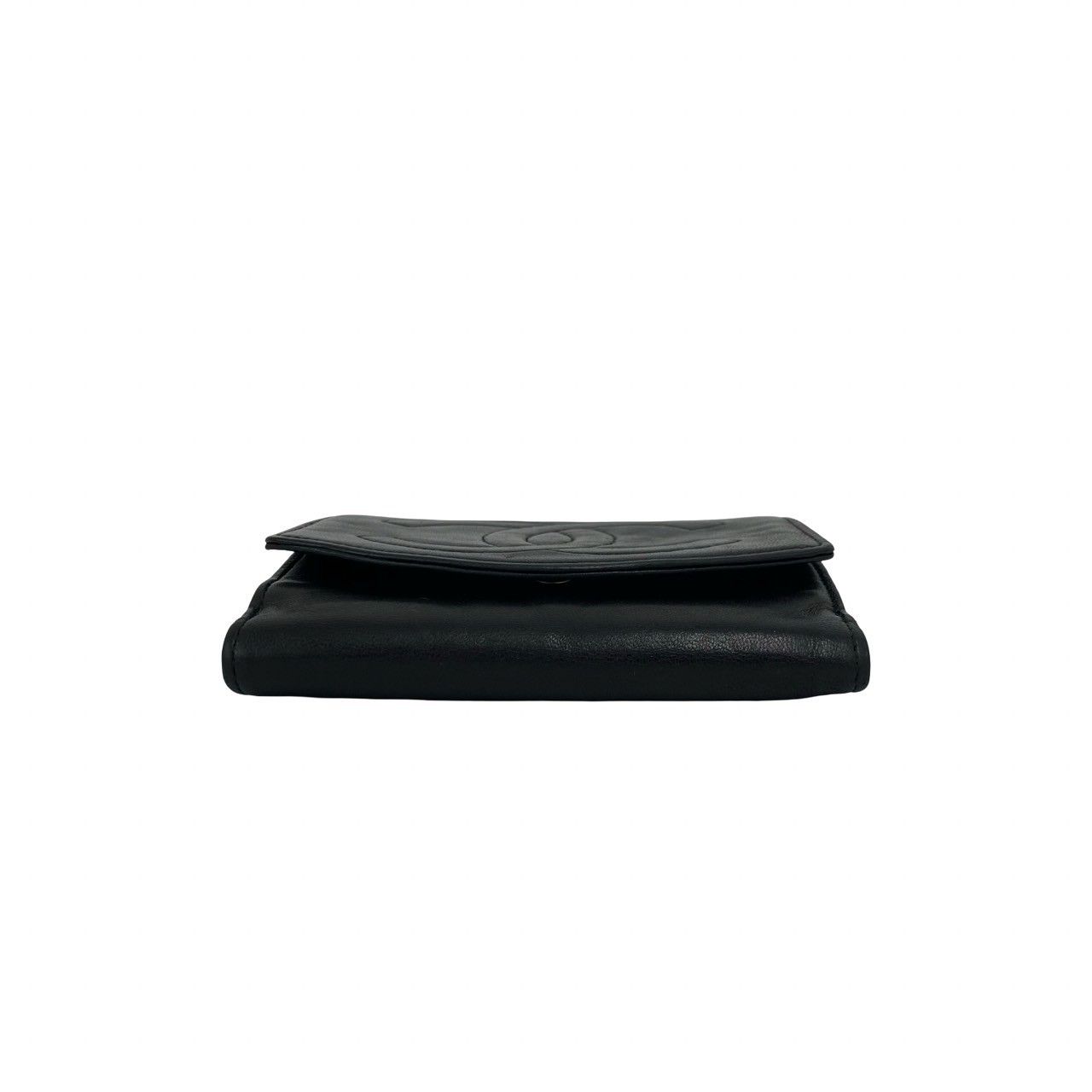 Chanel Card Seal Edition Vintage CC Logo Lambskin Leather Bifold Wallet Black — view 6