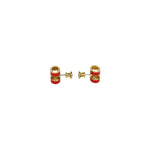 Hermes Mini Pop Logo Motif Earrings Gold Rouge — view 4