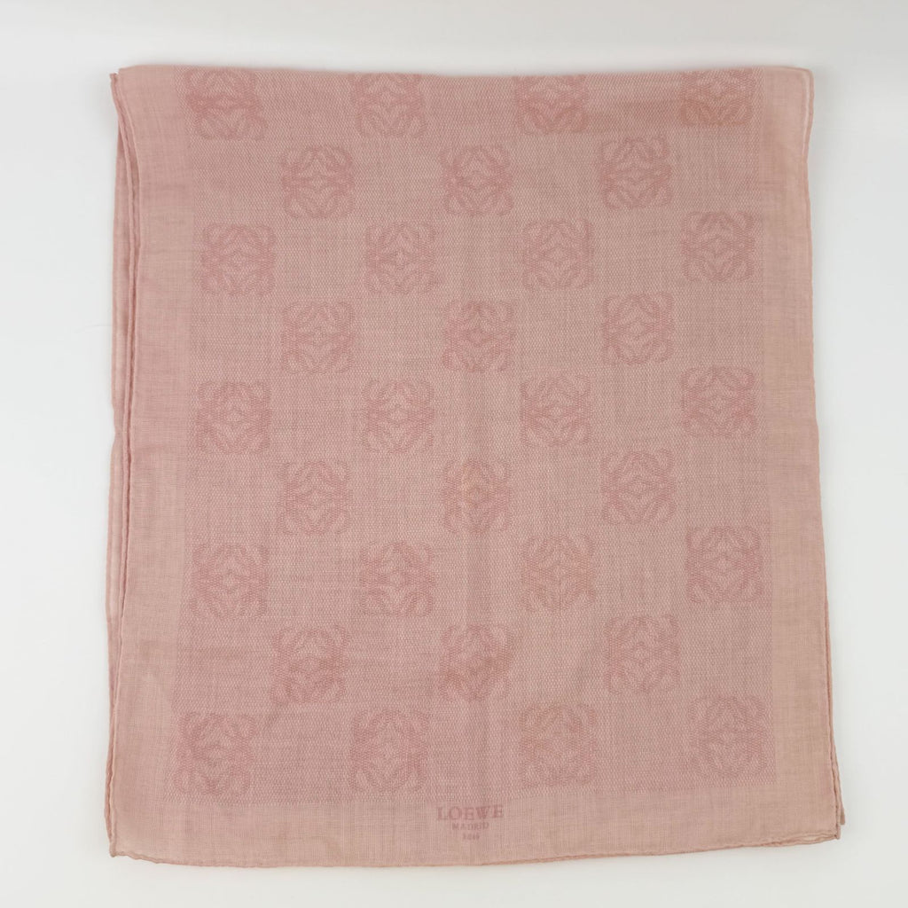 Loewe Anagram All Over Pattern Large Shawl Silk Pink Vintage Scarf — view 5