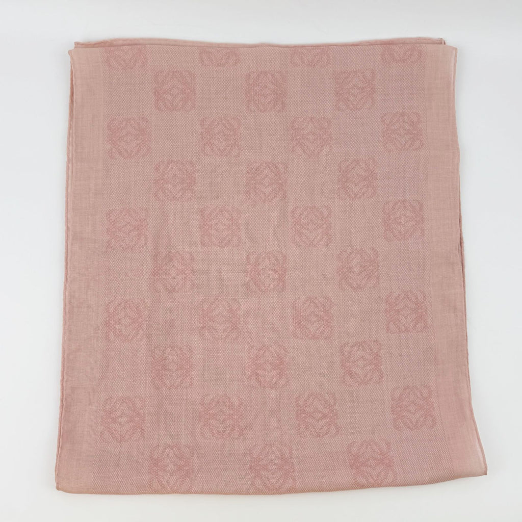 Loewe Anagram All Over Pattern Large Shawl Silk Pink Vintage Scarf — view 2