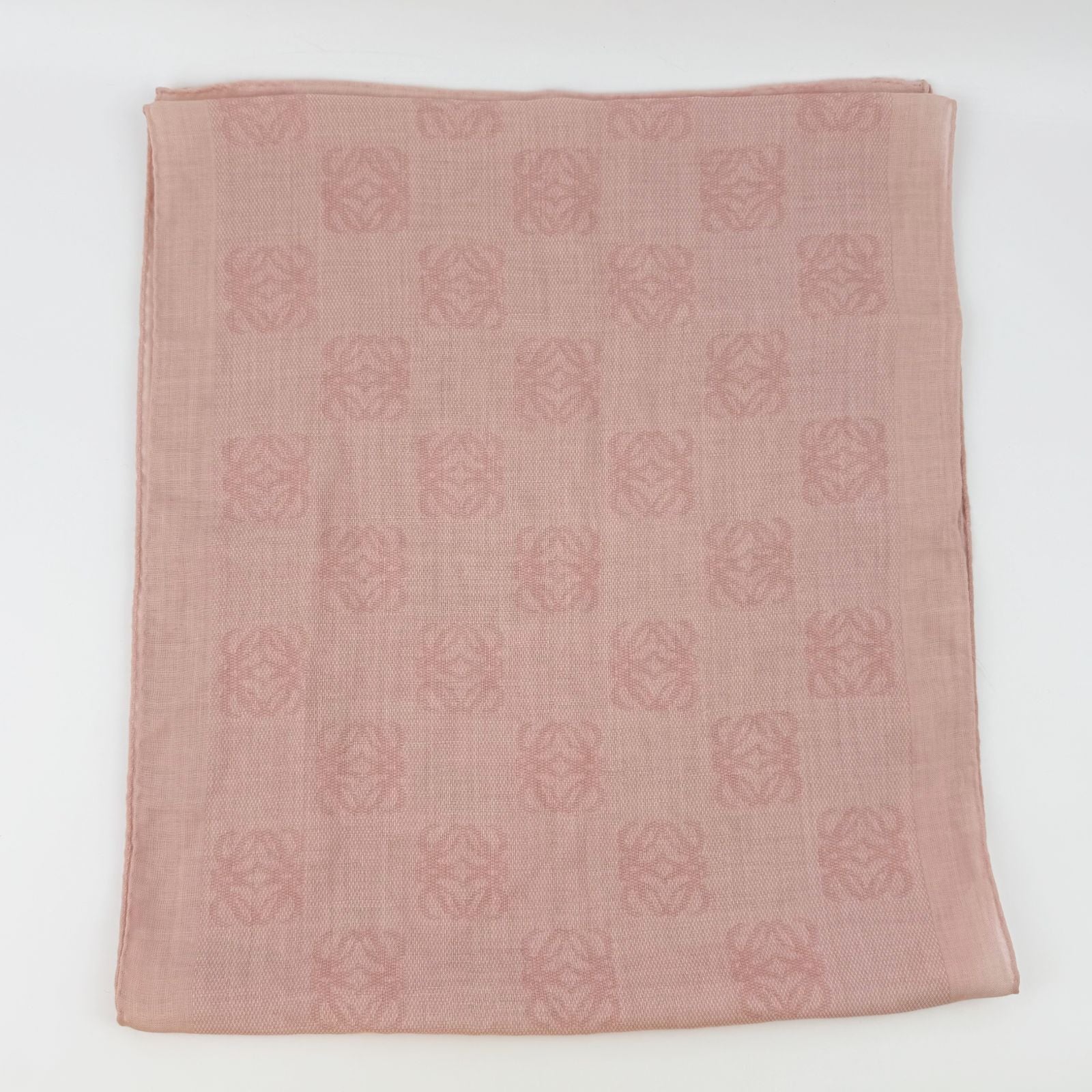 Loewe Anagram All Over Pattern Large Shawl Silk Pink Vintage Scarf — view 2