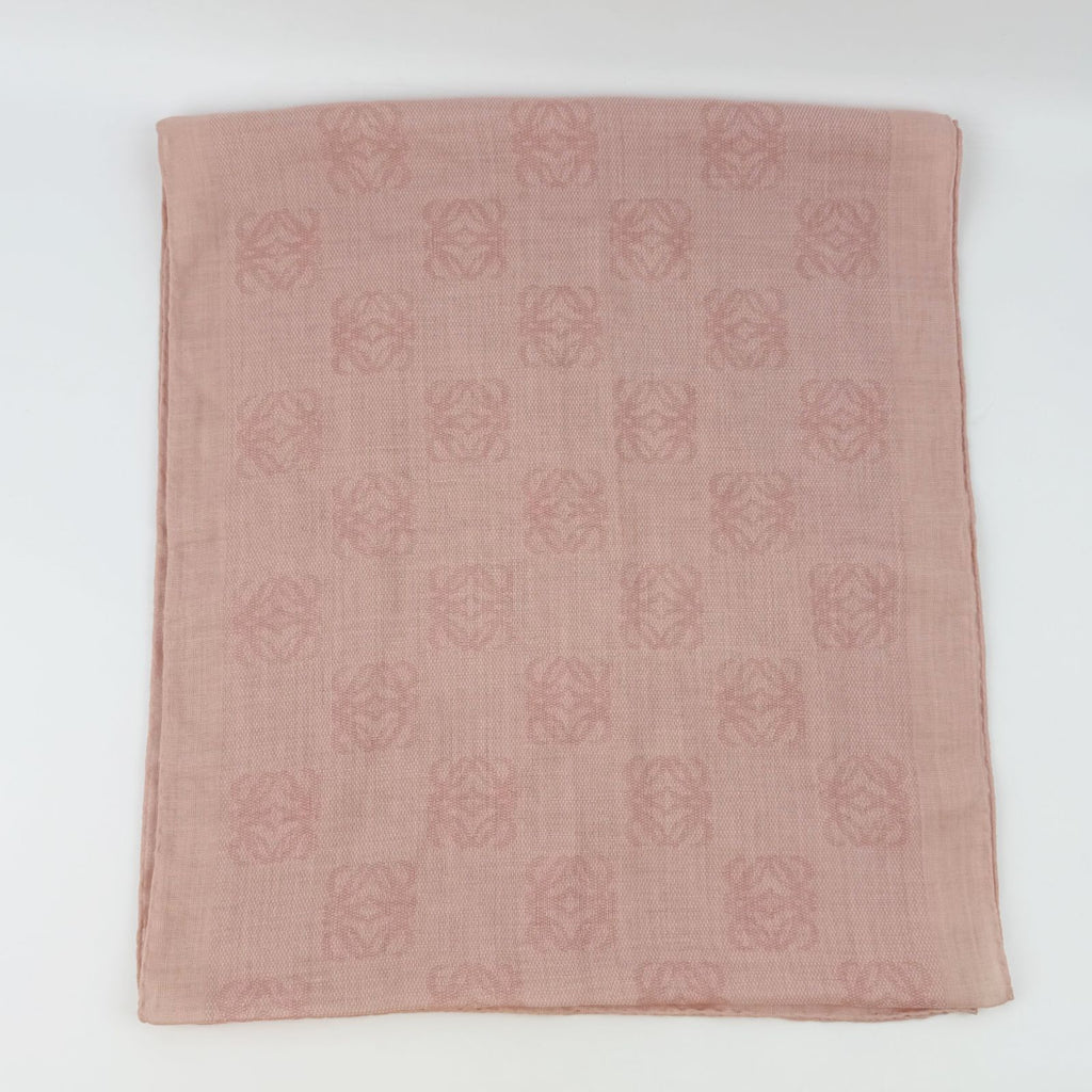 Loewe Anagram All Over Pattern Large Shawl Silk Pink Vintage Scarf — view 4