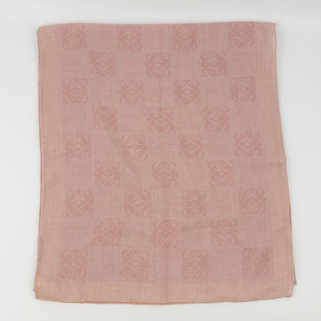 Loewe Anagram All Over Pattern Large Shawl Silk Pink Vintage Scarf — view 3