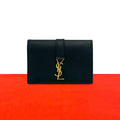 Saint Laurent YSL Cassandra Logo Leather Card Case Business Holder Black