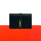 Saint Laurent YSL Cassandra Logo Leather Card Case Business Holder Black