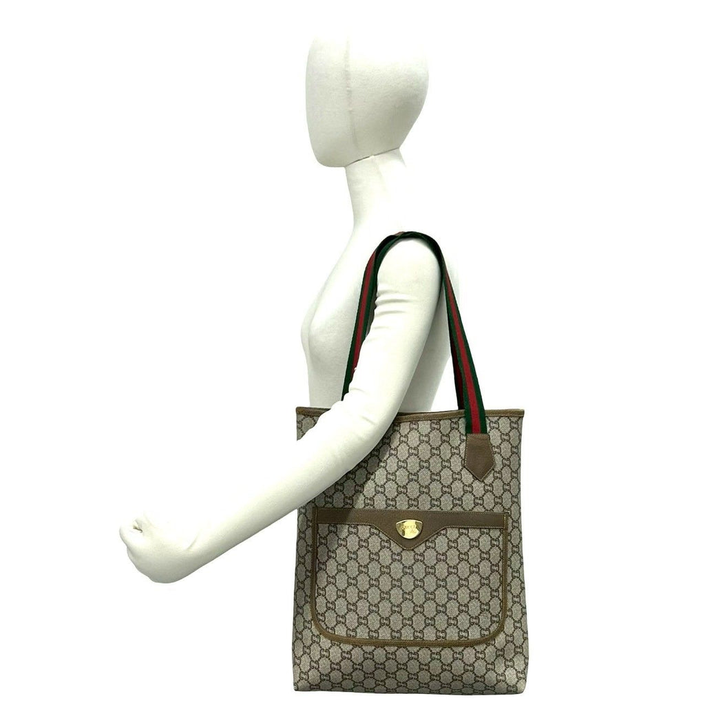 Gucci Vintage Sherry Line Plus Leather Tote Brown — view 2