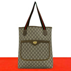 Gucci Vintage Sherry Line Plus Leather Tote Brown