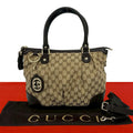 Gucci Ski GG Canvas Leather 2-Way Mini Tote Shoulder Bag Brown