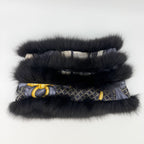 Gucci Fur Trim Silk Shawl Black Vintage Scarf — view 4
