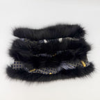 Gucci Fur Trim Silk Shawl Black Vintage Scarf — view 3