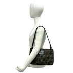 Fendi Vintage Zucca FF Pattern Canvas Leather Shoulder Bag Brown — view 2