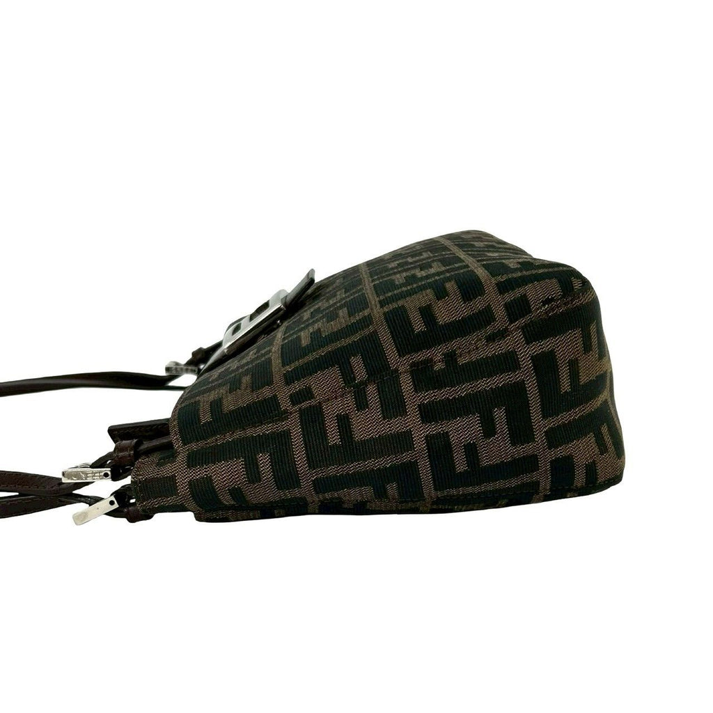 Fendi Vintage Zucca FF Pattern Canvas Leather Shoulder Bag Brown — view 5