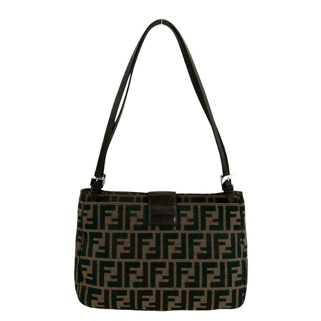 Fendi Vintage Zucca FF Pattern Canvas Leather Shoulder Bag Brown — view 3