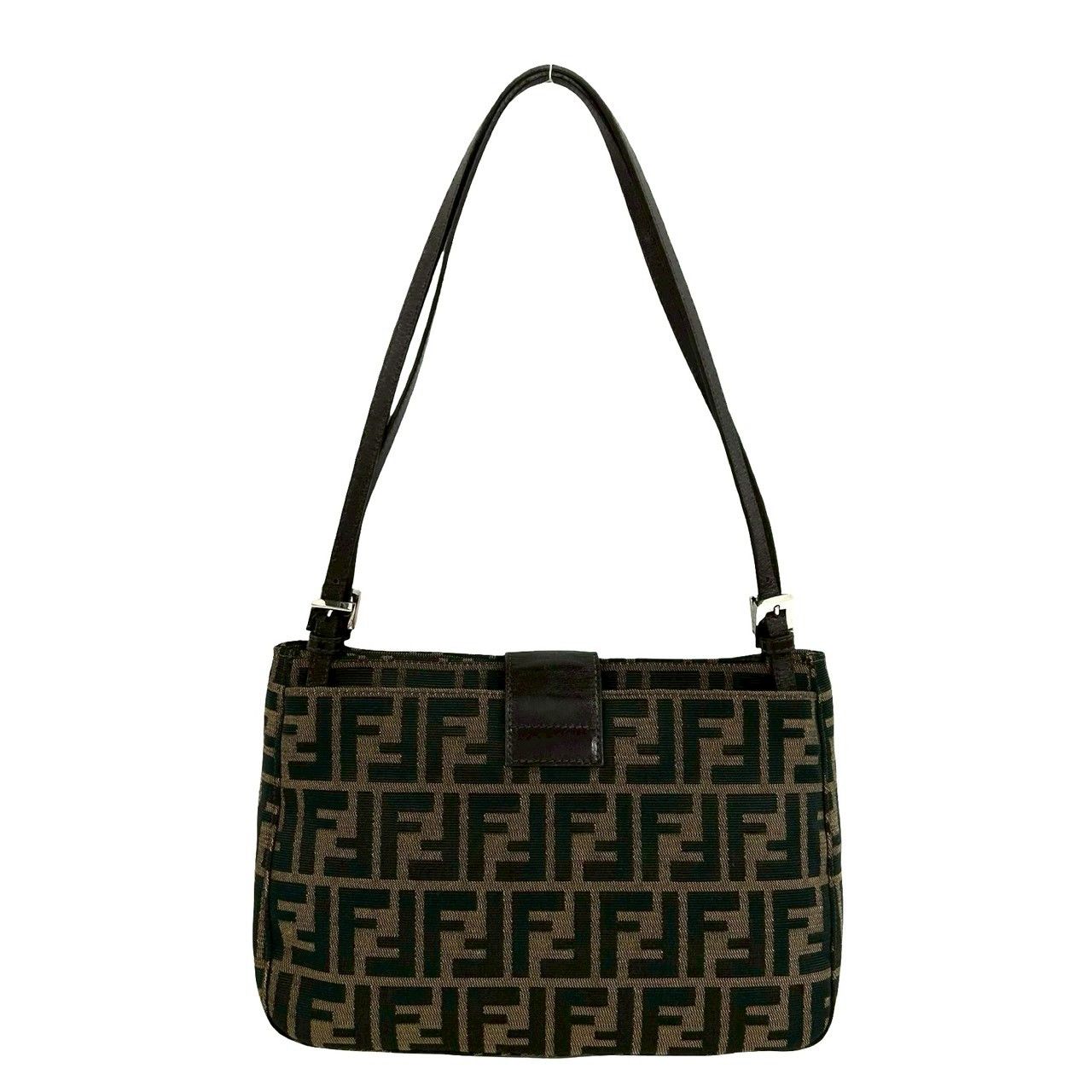 Fendi Vintage Zucca FF Pattern Canvas Leather Shoulder Bag Brown — view 3