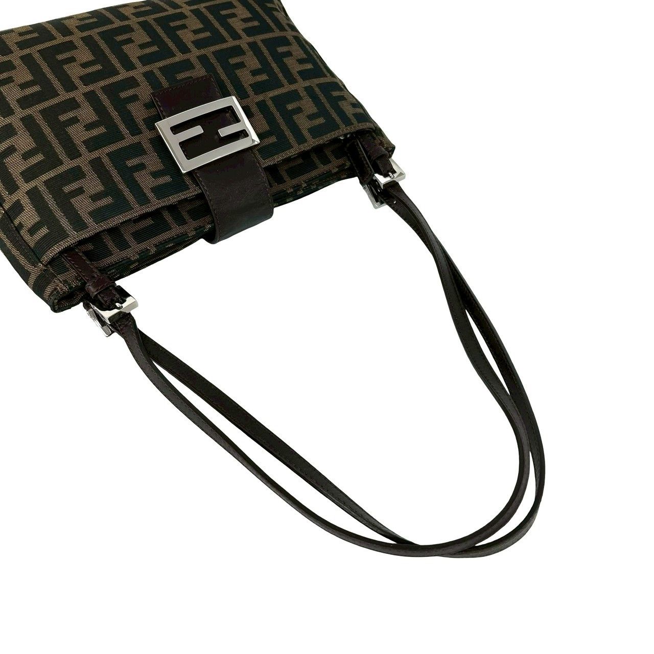 Fendi Vintage Zucca FF Pattern Canvas Leather Shoulder Bag Brown — view 4