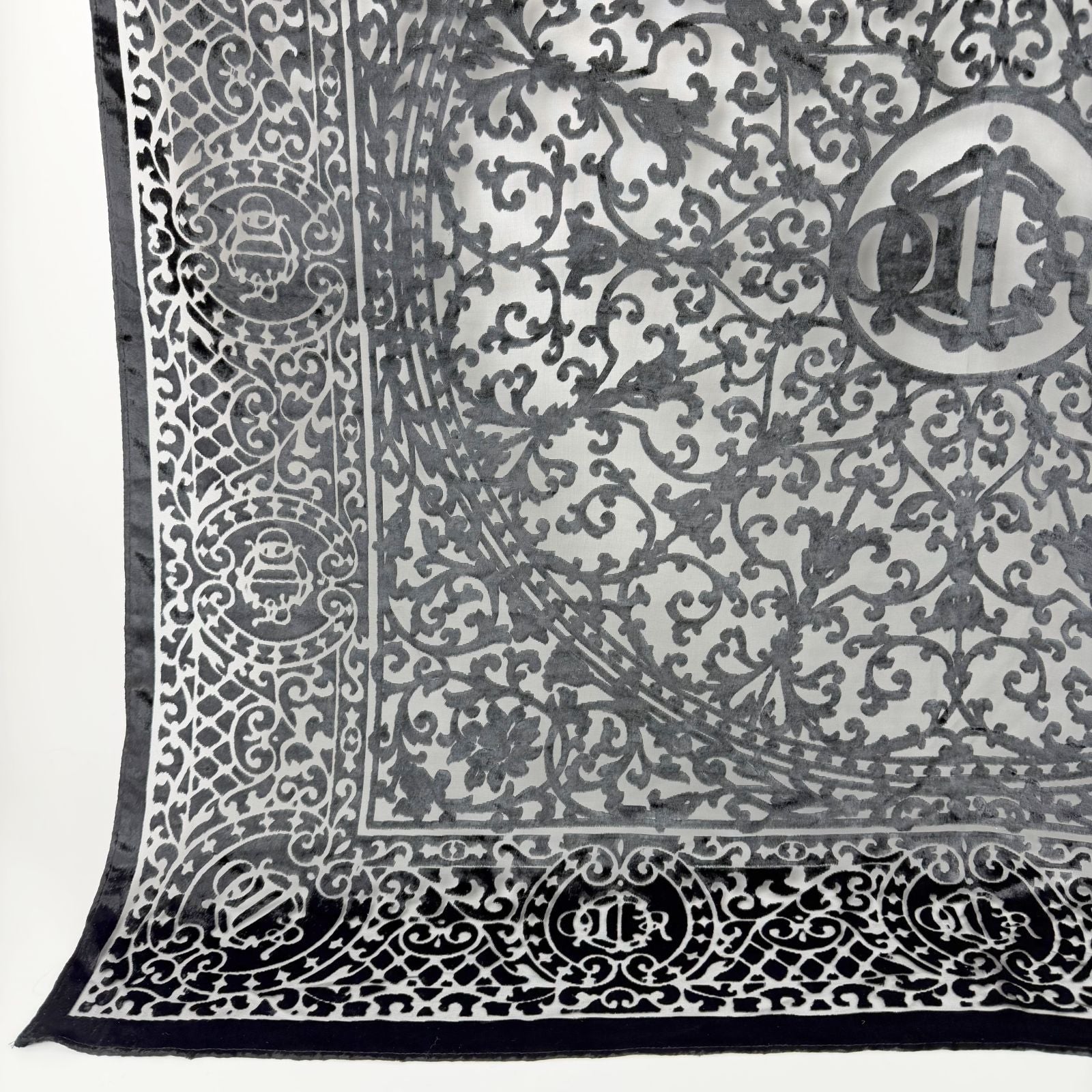 Dior Trotter Oblique Large Scarf Silk Black Vintage — view 4