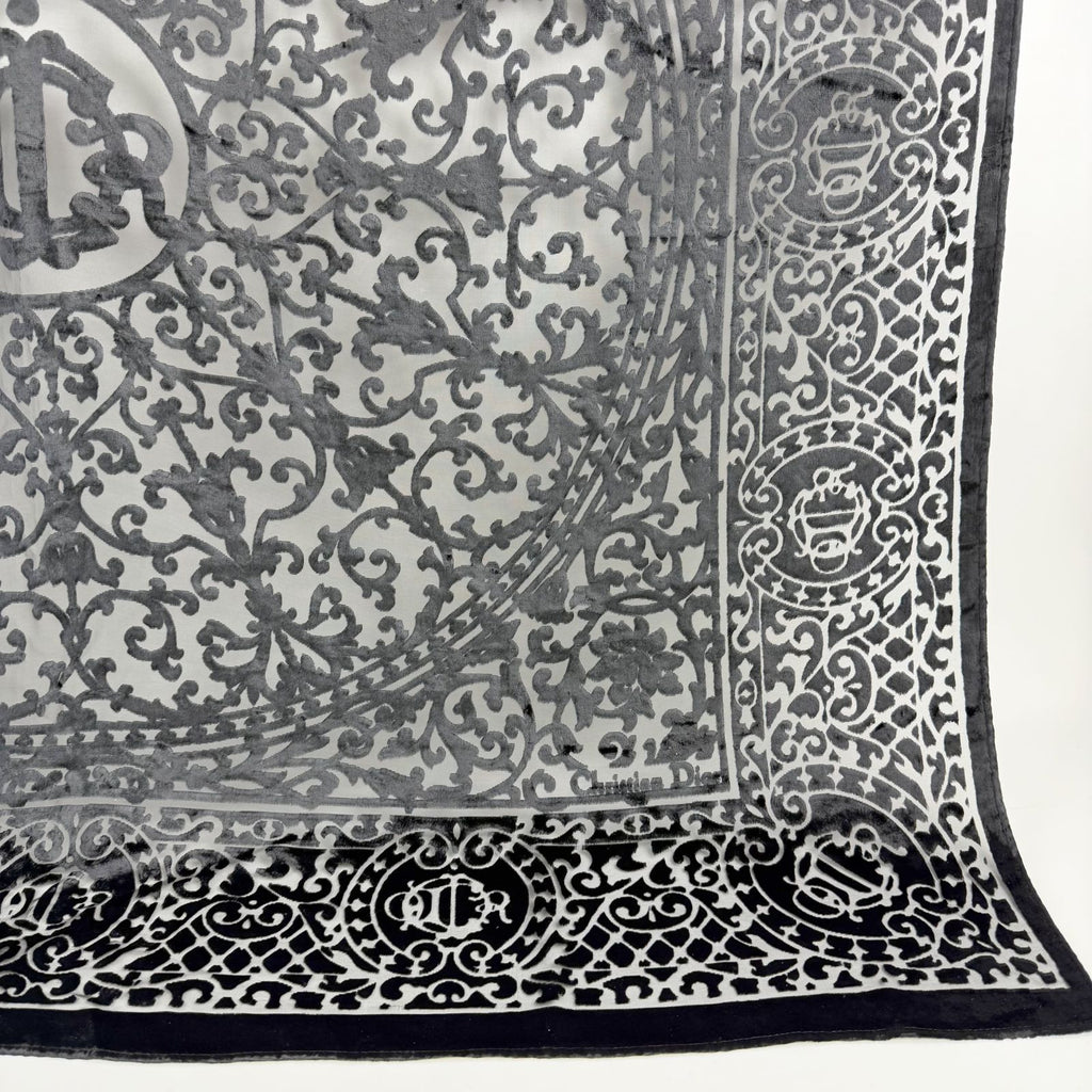 Dior Trotter Oblique Large Scarf Silk Black Vintage — view 5