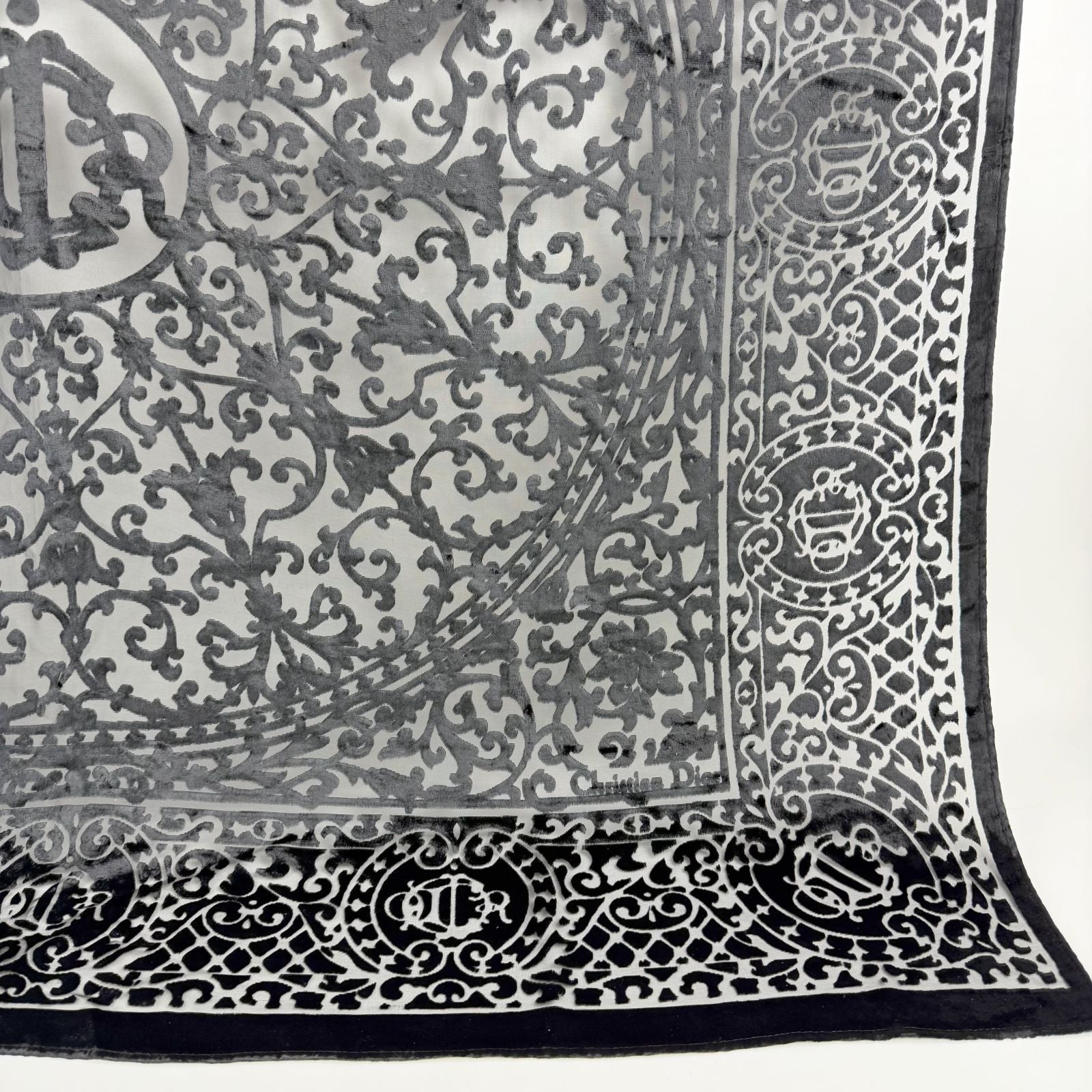 Dior Trotter Oblique Large Scarf Silk Black Vintage — view 5