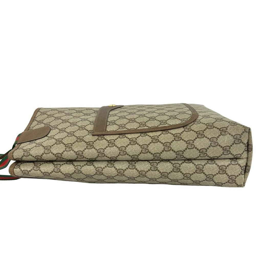 Gucci Vintage Sherry Line GG Logo Leather Tote Brown — view 5