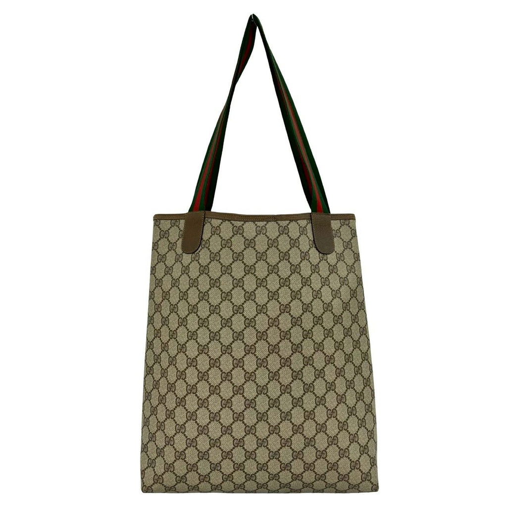 Gucci Vintage Sherry Line GG Logo Leather Tote Brown — view 3