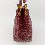 Bottega Veneta Intrecciato Shoulder Bag Leather Bordeaux Red Gold Vintage — view 6
