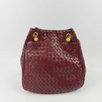 Bottega Veneta Intrecciato Shoulder Bag Leather Bordeaux Red Gold Vintage — view 4