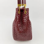 Bottega Veneta Intrecciato Shoulder Bag Leather Bordeaux Red Gold Vintage — view 7