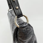 Chanel Wild Stitch CC Logo Shoulder Bag Leather Black Silver Vintage — view 7