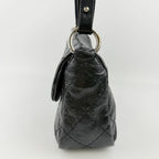 Chanel Wild Stitch CC Logo Shoulder Bag Leather Black Silver Vintage — view 5