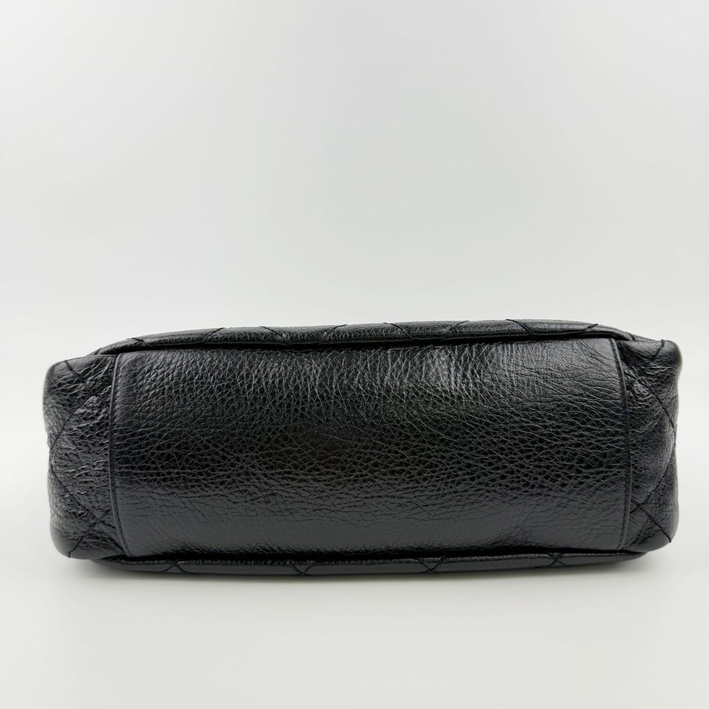 Chanel Wild Stitch CC Logo Shoulder Bag Leather Black Silver Vintage — view 9