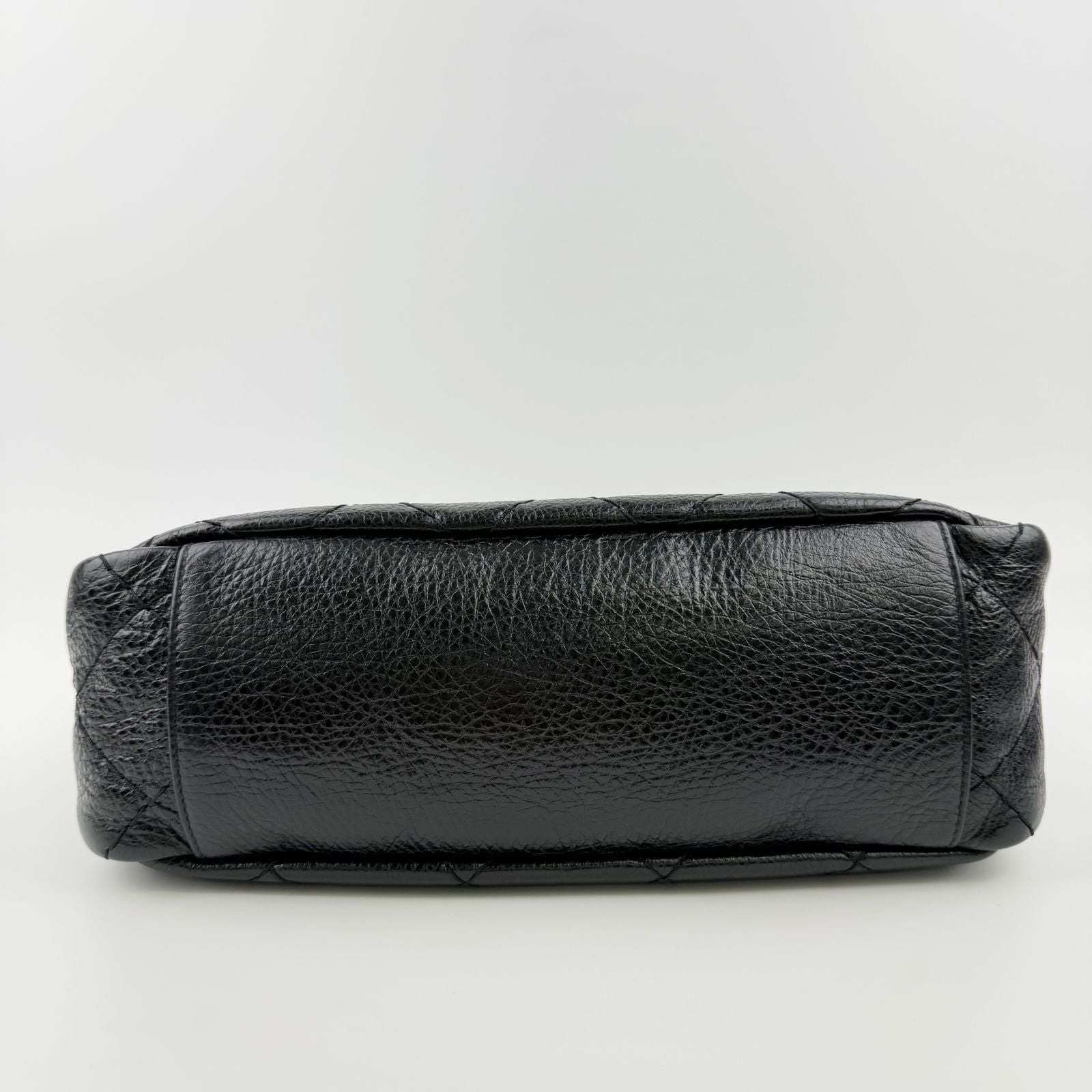 Chanel Wild Stitch CC Logo Shoulder Bag Leather Black Silver Vintage — view 9