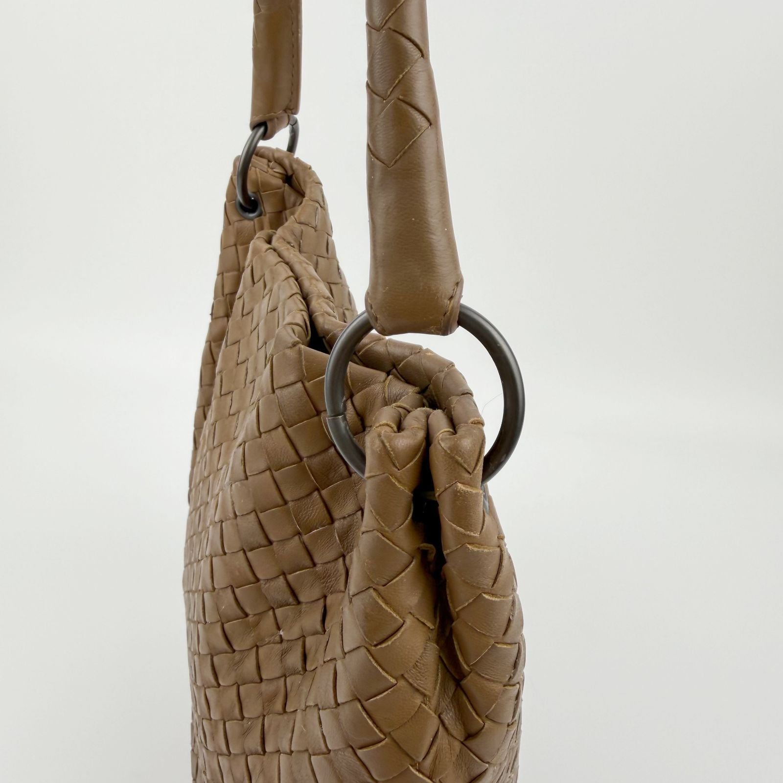 Bottega Veneta Intrecciato Hobo Shoulder Bag Leather Camel Brown Vintage — view 6