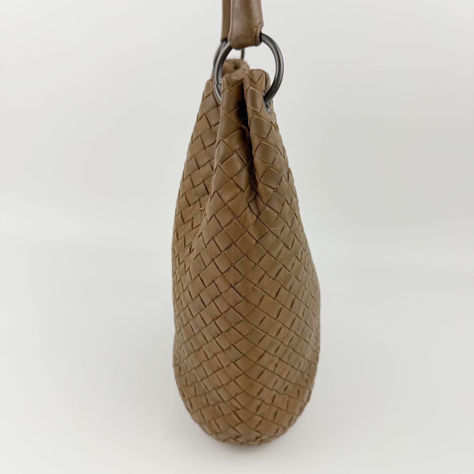 Bottega Veneta Intrecciato Hobo Shoulder Bag Leather Camel Brown Vintage — view 4