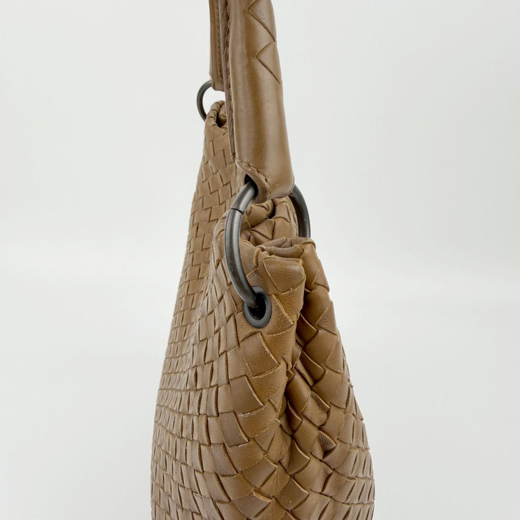 Bottega Veneta Intrecciato Hobo Shoulder Bag Leather Camel Brown Vintage — view 7