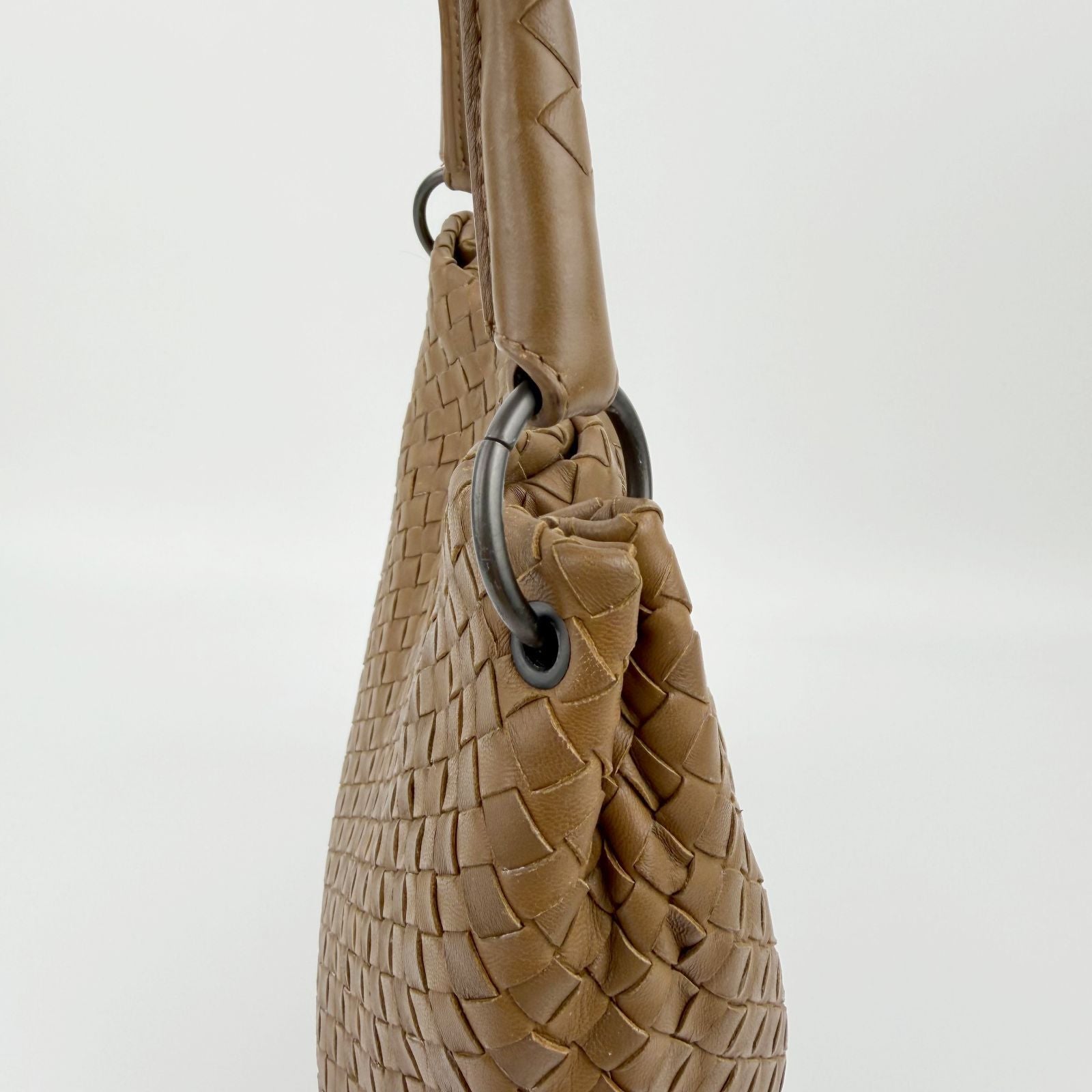 Bottega Veneta Intrecciato Hobo Shoulder Bag Leather Camel Brown Vintage — view 7