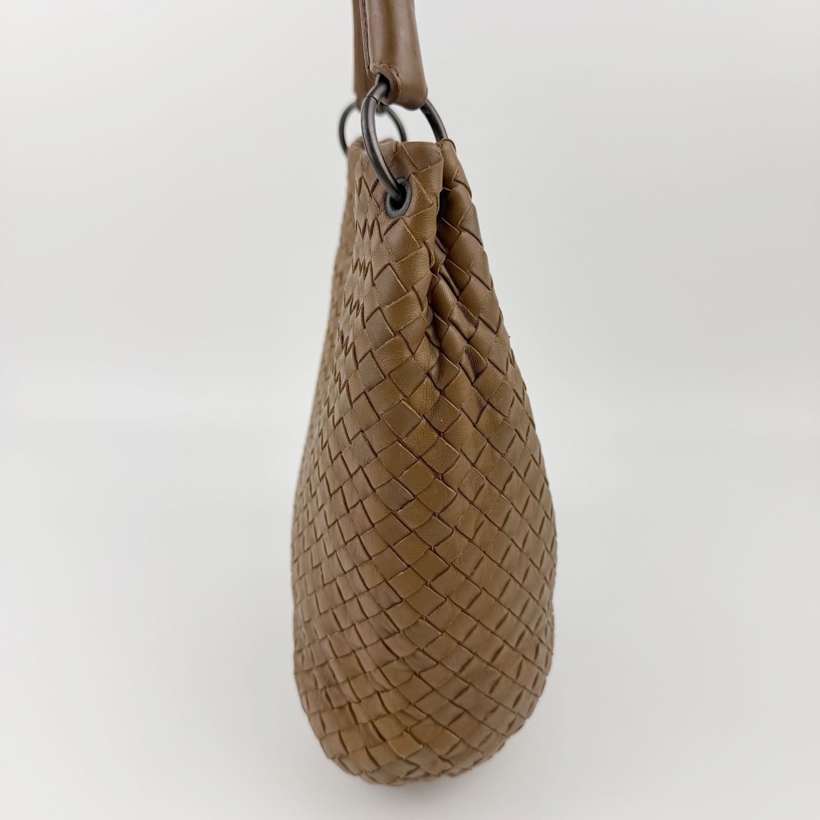 Bottega Veneta Intrecciato Hobo Shoulder Bag Leather Camel Brown Vintage — view 5