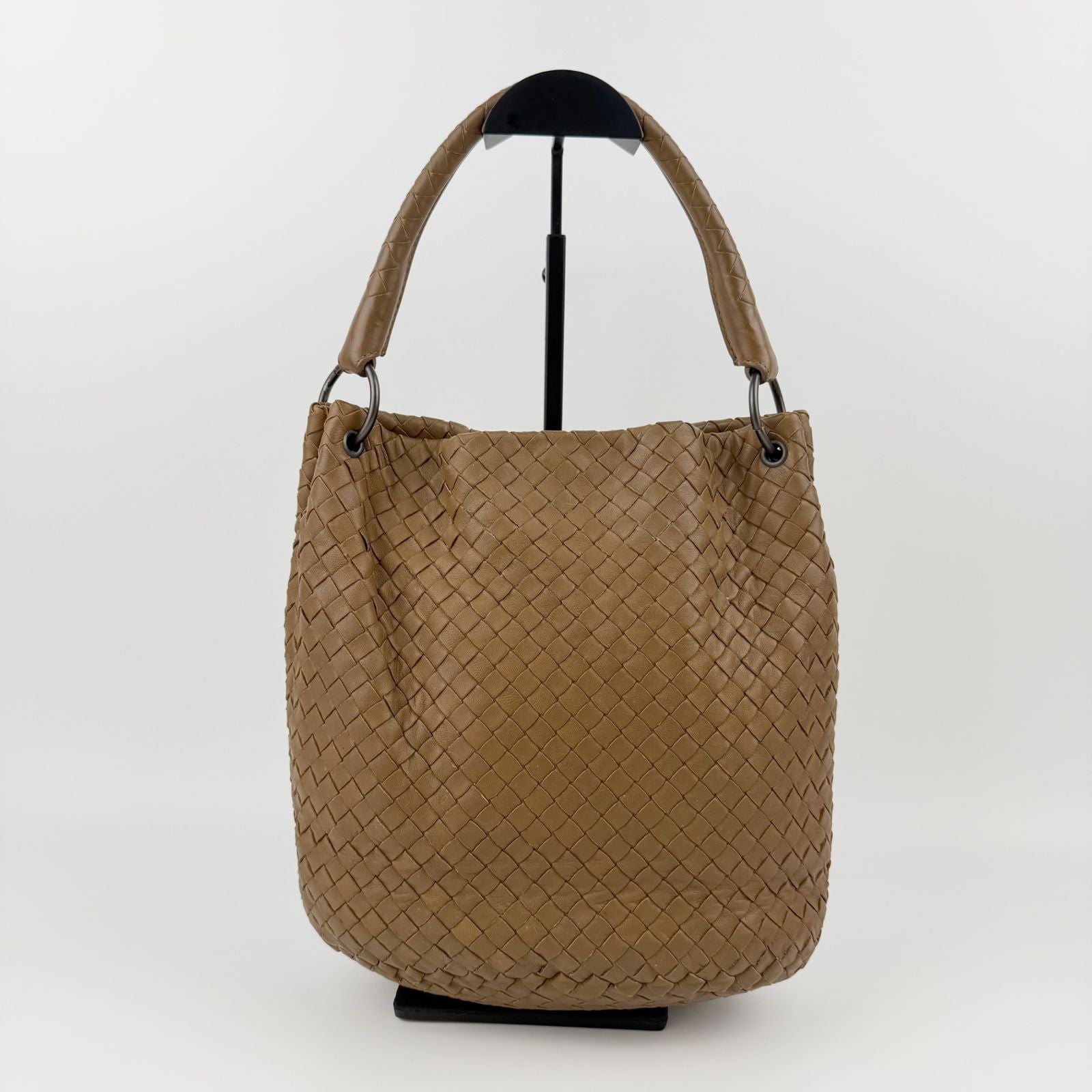 Bottega Veneta Intrecciato Hobo Shoulder Bag Leather Camel Brown Vintage — view 2
