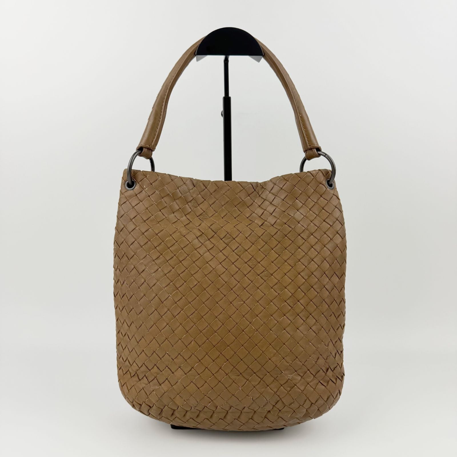 Bottega Veneta Intrecciato Hobo Shoulder Bag Leather Camel Brown Vintage — view 3
