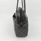 Chanel Quilted 2.55 Chain Shoulder Boston Bag Leather Black Vintage — view 6