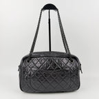 Chanel Quilted 2.55 Chain Shoulder Boston Bag Leather Black Vintage — view 5