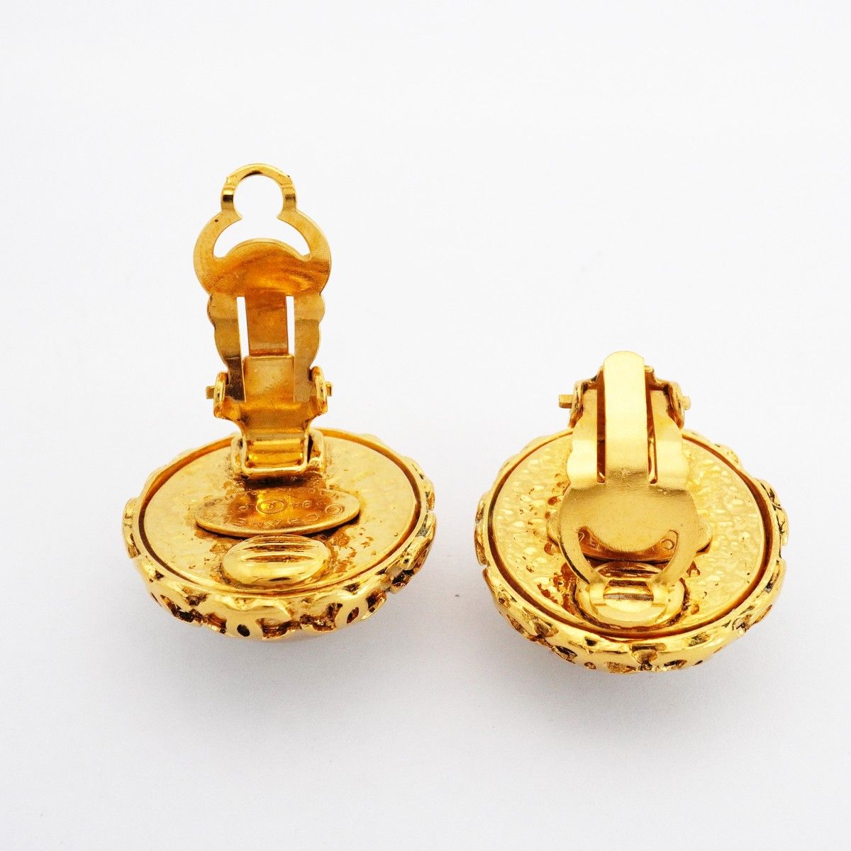Chanel Earrings Vintage CC Logo Gold Plated Faux Pearl — view 3