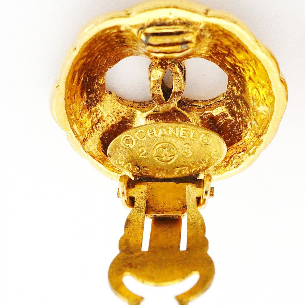 Chanel Earrings Vintage CC Logo Gold Plated — view 4