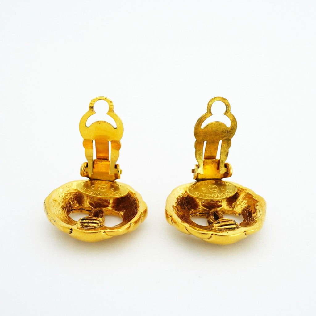 Chanel Earrings Vintage CC Logo Gold Plated — view 7