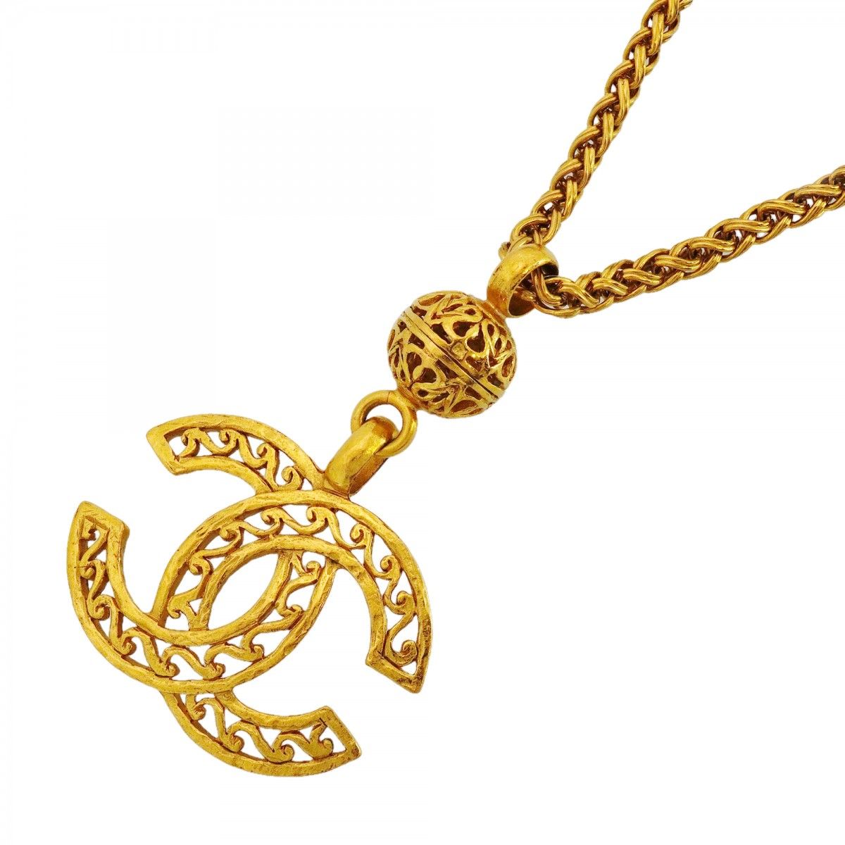 Chanel Necklace Vintage CC Logo Gold Plated