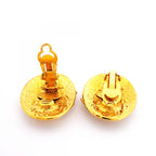 Chanel Earrings Vintage CC Logo Oval Gold Plated — view 3