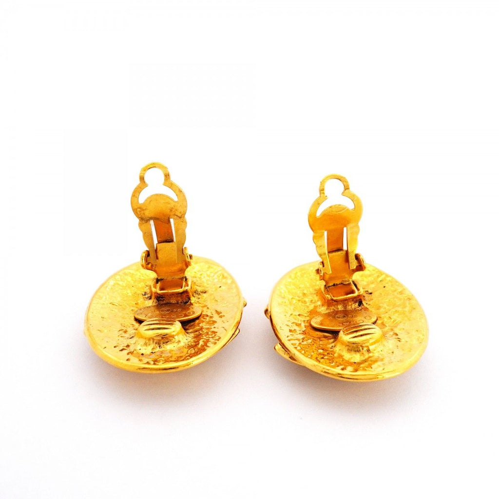 Chanel Earrings Vintage CC Logo Oval Gold Plated — view 6
