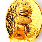 Chanel Earrings Vintage CC Logo Oval Gold Plated — view 4