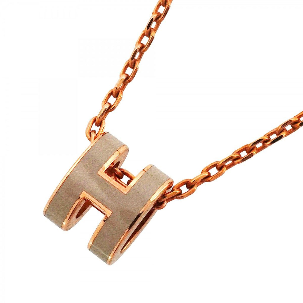 Hermes Necklace Mini Pop Gold Plated Gray Pink