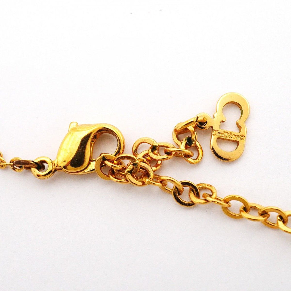 Dior Necklace Logo Gold Plated Rhinestone — view 4